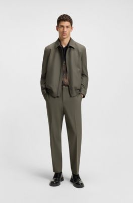 Pantalones slim fit en popel&iacute;n de mezcla de lana, Cal