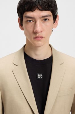 Performance-stretch slim-fit suit in a wool blend, Beige