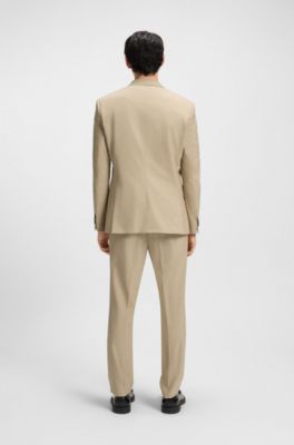 Performance-stretch slim-fit suit in a wool blend, Beige