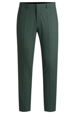 Pantalon Extra Slim en popeline stretch de laine m&eacute;lang&eacute;e, Chaux
