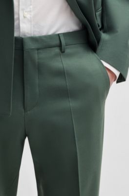 Pantalon Extra Slim en popeline stretch de laine m&eacute;lang&eacute;e, Chaux