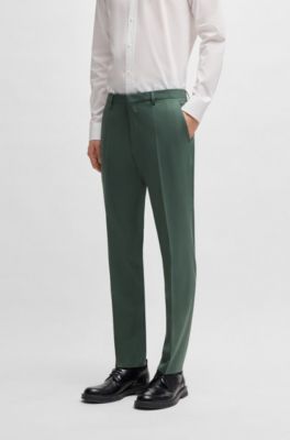 Pantalon Extra Slim en popeline stretch de laine m&eacute;lang&eacute;e, Chaux