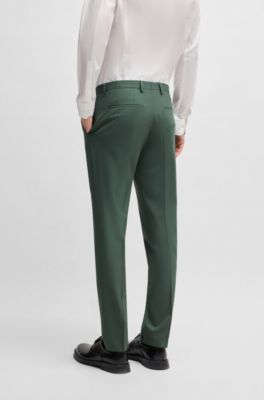 Pantalon Extra Slim en popeline stretch de laine m&eacute;lang&eacute;e, Chaux