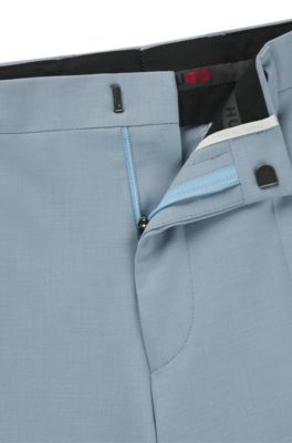 Extra-slim-fit trousers in wool stretch poplin, Light Blue
