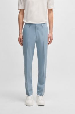 Extra-slim-fit trousers in wool stretch poplin, Light Blue