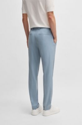 Extra-slim-fit trousers in wool stretch poplin, Light Blue