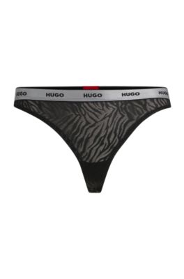 Hugo Boss Zebra-lace Underwear Set With Branded Elastic In Black
