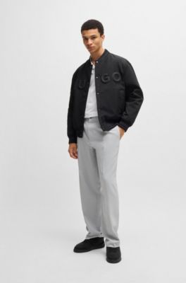 Polo slim fit de algod&oacute;n el&aacute;stico con cuello johnny, Blanco