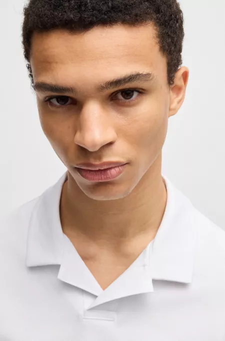 Slim-fit stretch-cotton polo shirt with Johnny collar