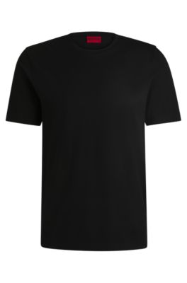 Camiseta slim fit en piqu&eacute; de algod&oacute;n el&aacute;stico mercerizado, Negro