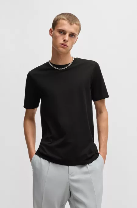 Slim-fit T-shirt in mercerized stretch-cotton piqué