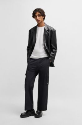 T-shirt Slim en piqu&eacute; de coton stretch merceris&eacute;, Blanc