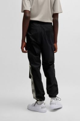 HUGO - HUGO x RB regular-fit cargo trousers with branded tape - Black
