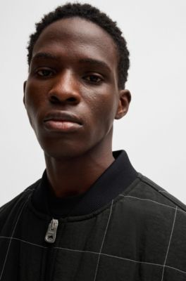 HUGO x RB water-repellent bomber jacket with grid quilting, Black