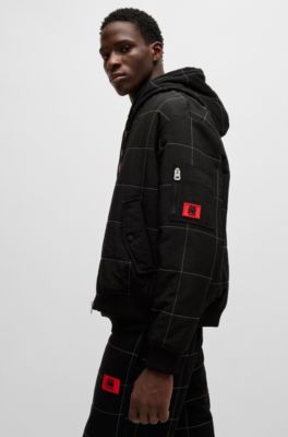 HUGO x RB water-repellent bomber jacket with grid quilting, Black