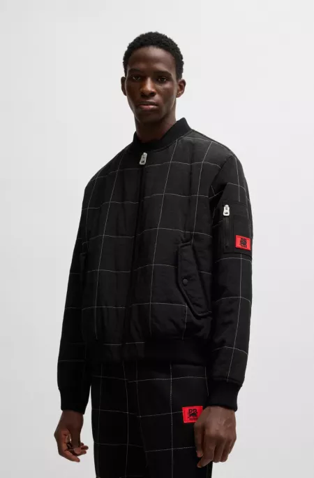 HUGO x RB water-repellent bomber jacket with grid quilting