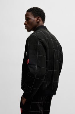 HUGO x RB water-repellent bomber jacket with grid quilting, Black