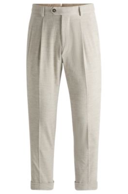 Hugo Boss Relaxed-fit Trousers In Cotton-cashmere Corduroy In White