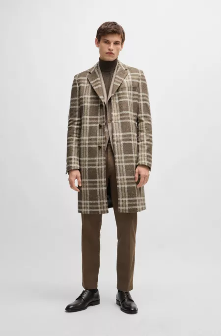 Slim-fit coat with all-over check