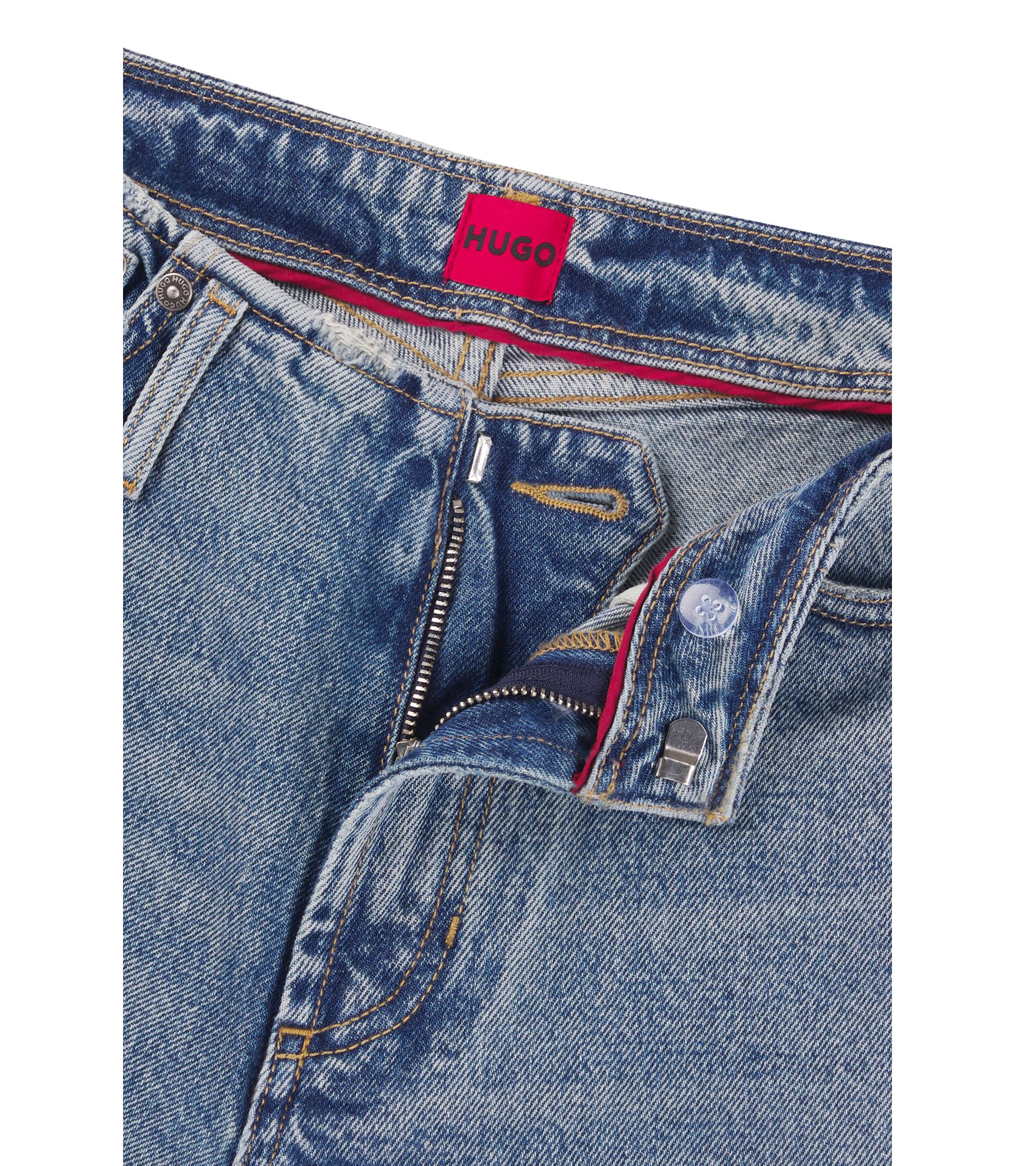 HUGO - Relaxed-fit jeans with cropped length - Blue