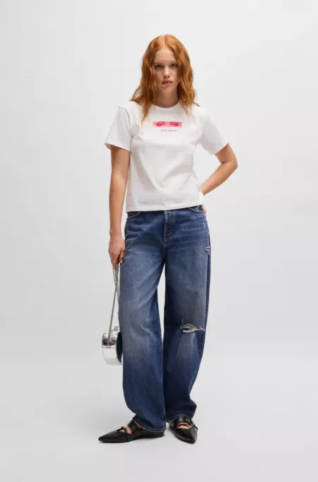 Tapered-fit jeans with barrel leg
