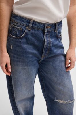 Jean Tapered tr&egrave;s fusel&eacute;, Bleu