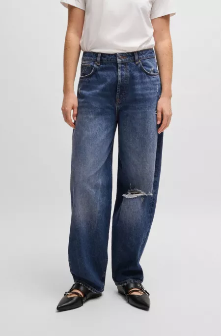 Tapered-fit jeans with barrel leg