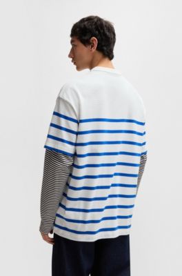 T-shirt ample en jersey de coton avec logo chien, Blanc