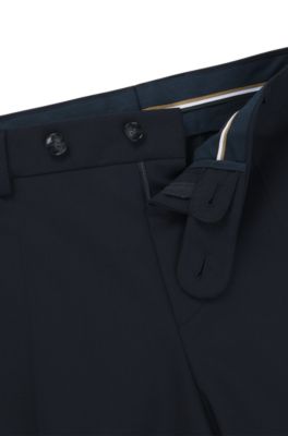 Slim-fit trousers in melange stretch cloth, Dark Blue