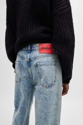 Jeans azules de corte recto con pernera ancha, Azul oscuro