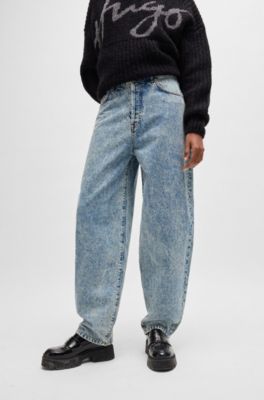 Blue straight-fit jeans with wide leg, Dark Blue