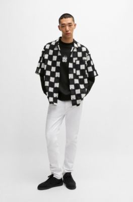 Cotton-terry sweatshirt with stacked smoke logo prints, Black