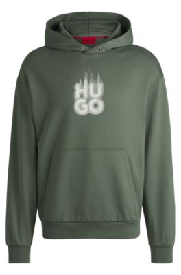 Sudadera con capucha en felpa de algod&oacute;n con logo apilado ahumado estampado, Cal