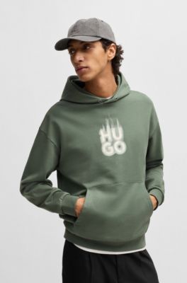 Sudadera con capucha en felpa de algod&oacute;n con logo apilado ahumado estampado, Cal