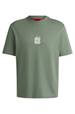 【送料&関税込】Hugo Boss Cotton Blend T-shirt BOSS - Cotton-blend regular-fit T-shirt with logo artwork
