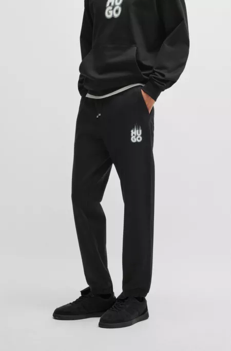 Cotton-terry tracksuit bottoms with smoke logo