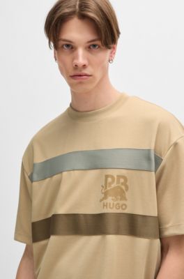HUGO - HUGO x RB oversize-fit mesh T-shirt with signature bull motif