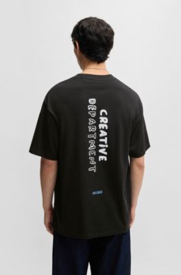 Cotton-jersey T-shirt with seasonal artwork, Black