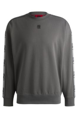 Shop Hugo X Rb Cotton-terry Sweatshirt With Branded Tape In Light Grey