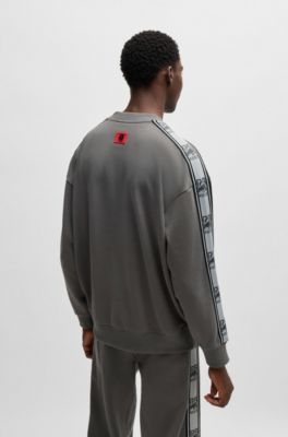 Sudadera HUGO&nbsp;x&nbsp;RB en felpa de algod&oacute;n con detalle de la marca, Gris claro
