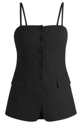 HUGO - Regular-fit tailored vest in pinstripe stretch fabric