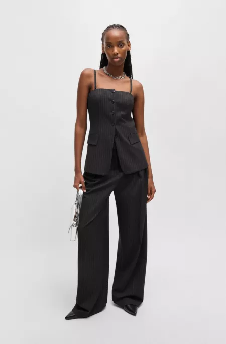 Regular-fit tailored vest in pinstripe stretch fabric