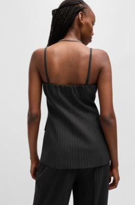 Regular-fit tailored vest in pinstripe stretch fabric, Dark Grey