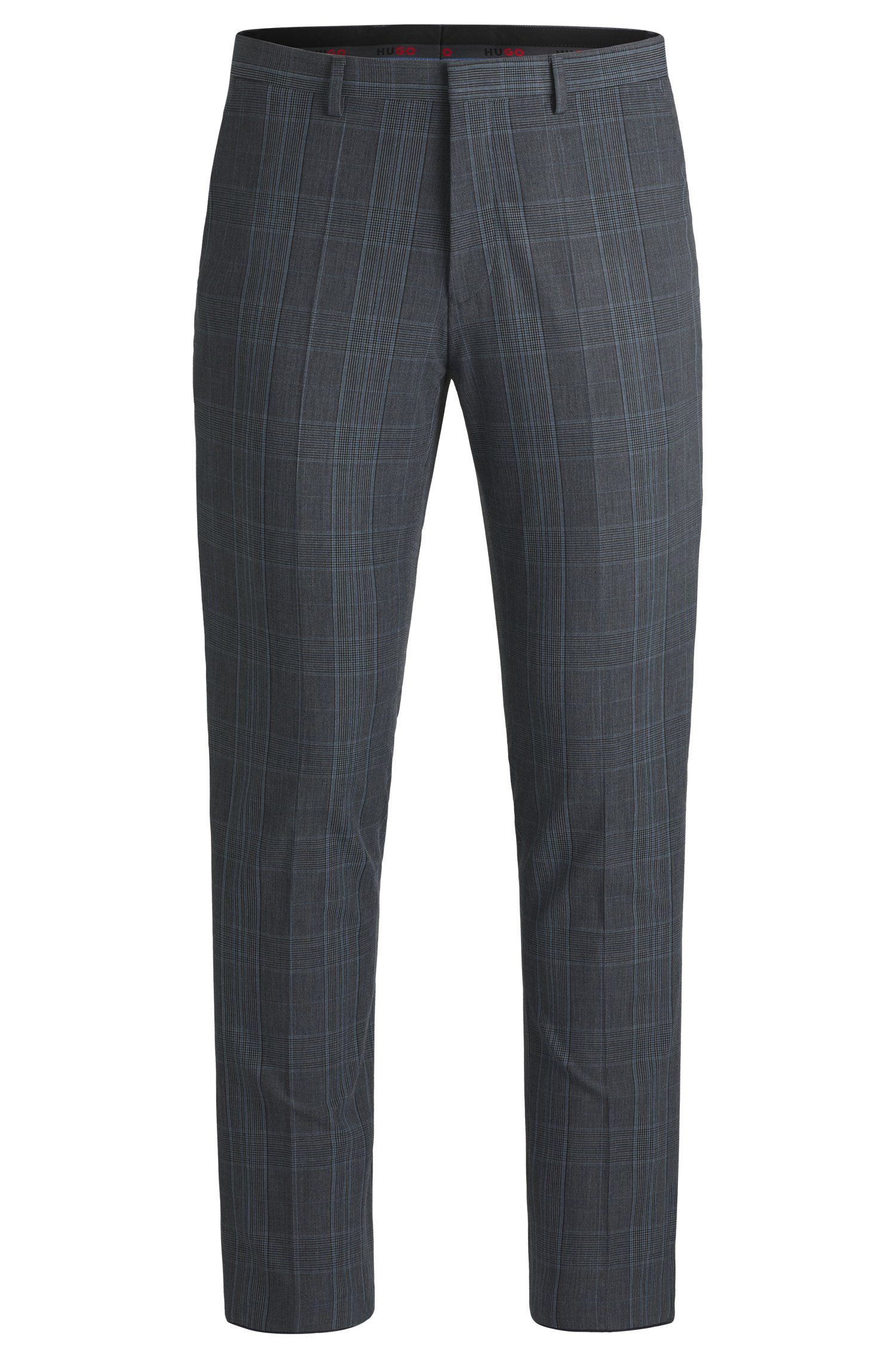 Extra-slim-fit trousers checked stretch fabric