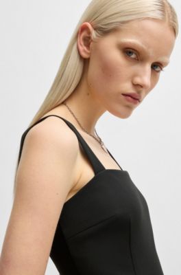 Vestido entallado con tirantes gruesos, Negro