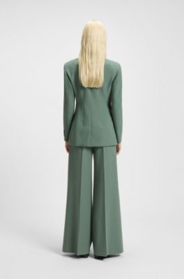 Regular-fit blazer in stretch fabric with peak lapels, Light Green