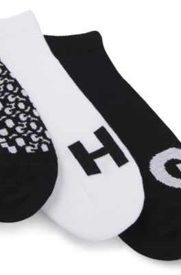 Three-pack of ankle socks in cotton, Black