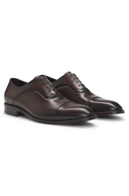 Captoe Oxford shoes in smooth leather, Dark Brown