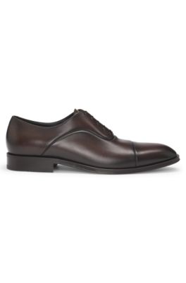 Captoe Oxford shoes in smooth leather, Dark Brown