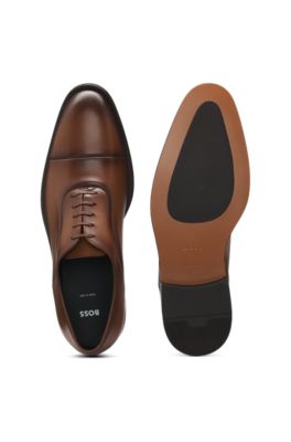 Captoe Oxford shoes in smooth leather, Brown